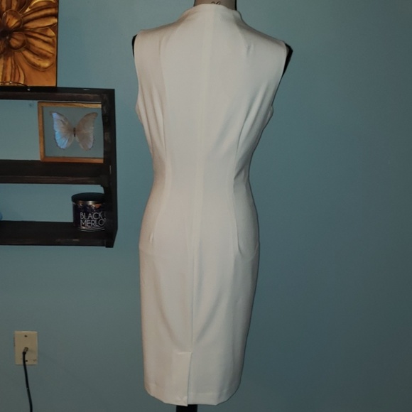 New Calvin Klein Ivory Front Zipper Detail Dress - Picture 5 of 8